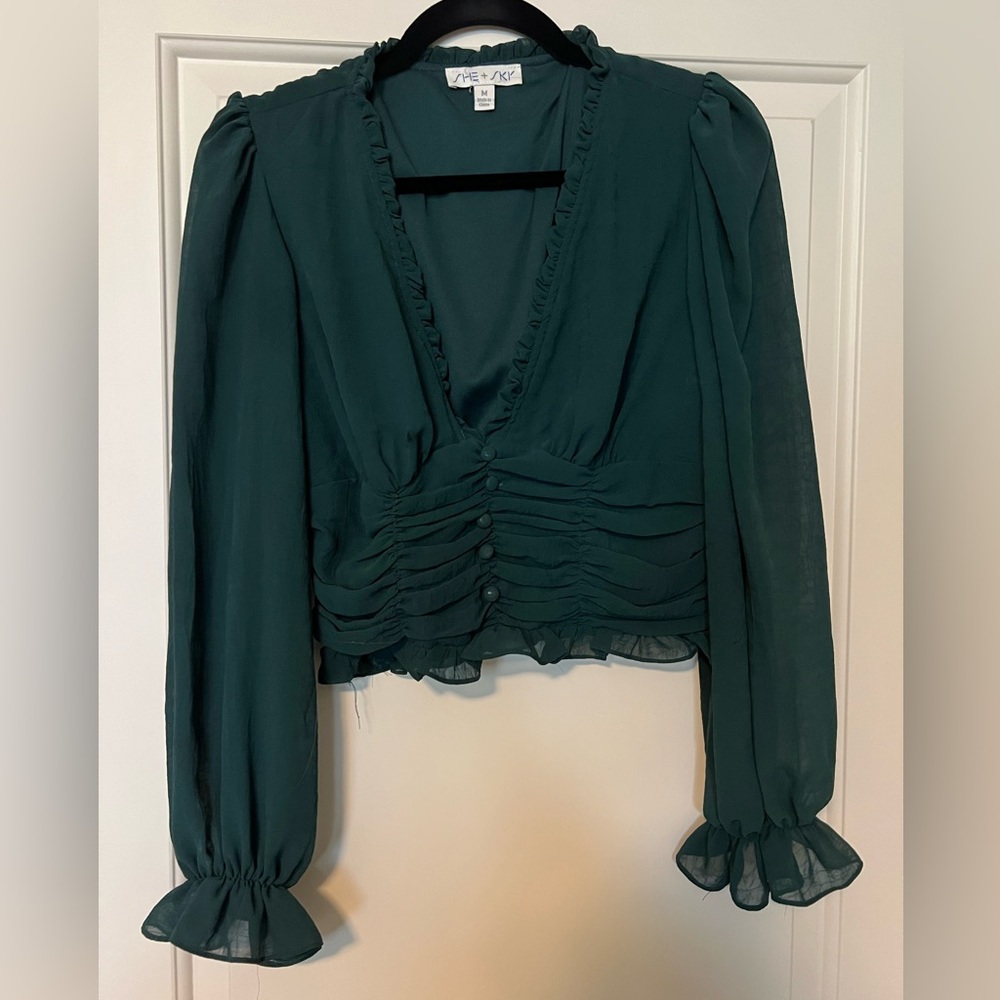 Dark green long sleeve blouse